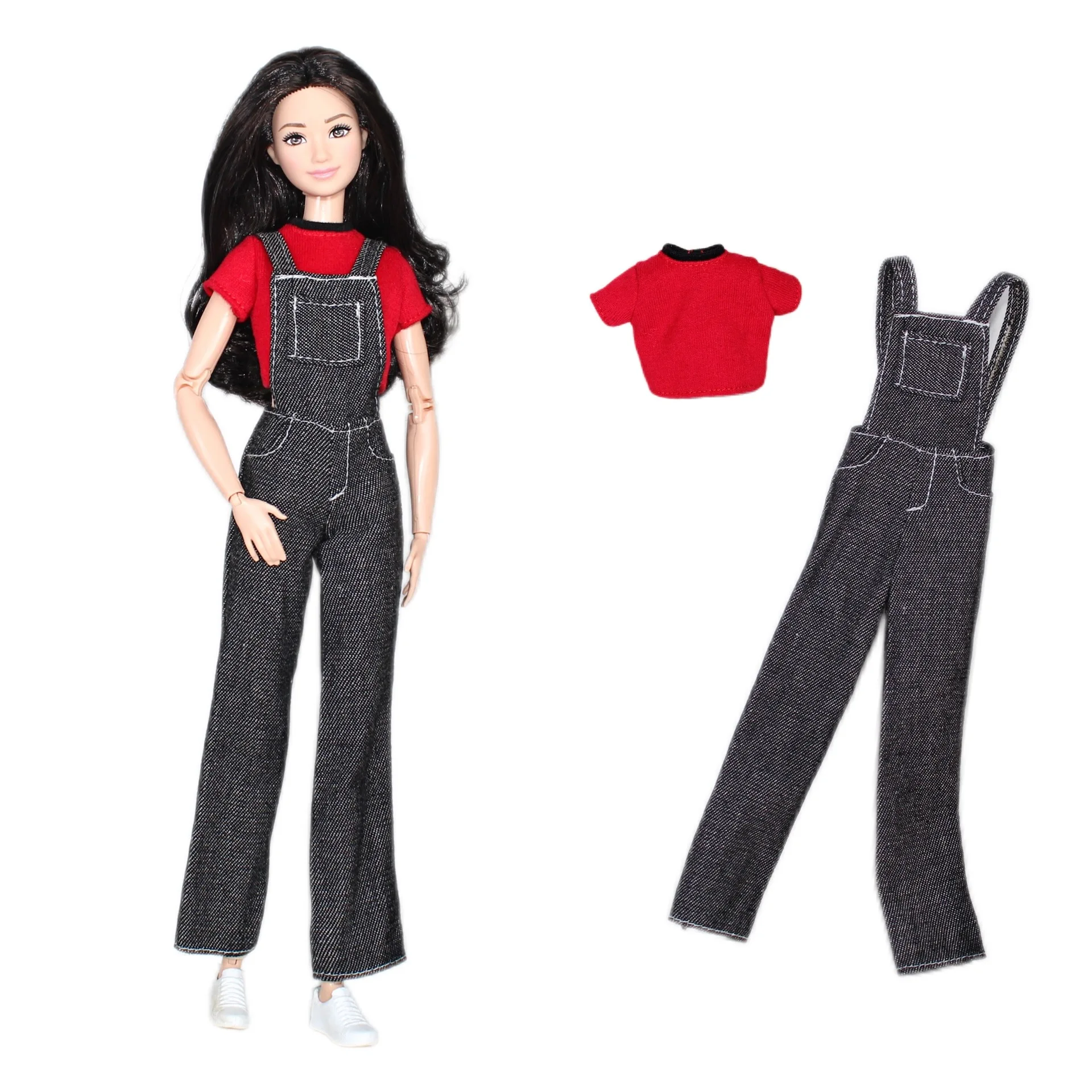 Conjunto de roupas da moda topos + jeans sapato conjunto/top + calças camisola 1/6 boneca roupas diárias terno para 30cm xinyi fr st pp babi boneca