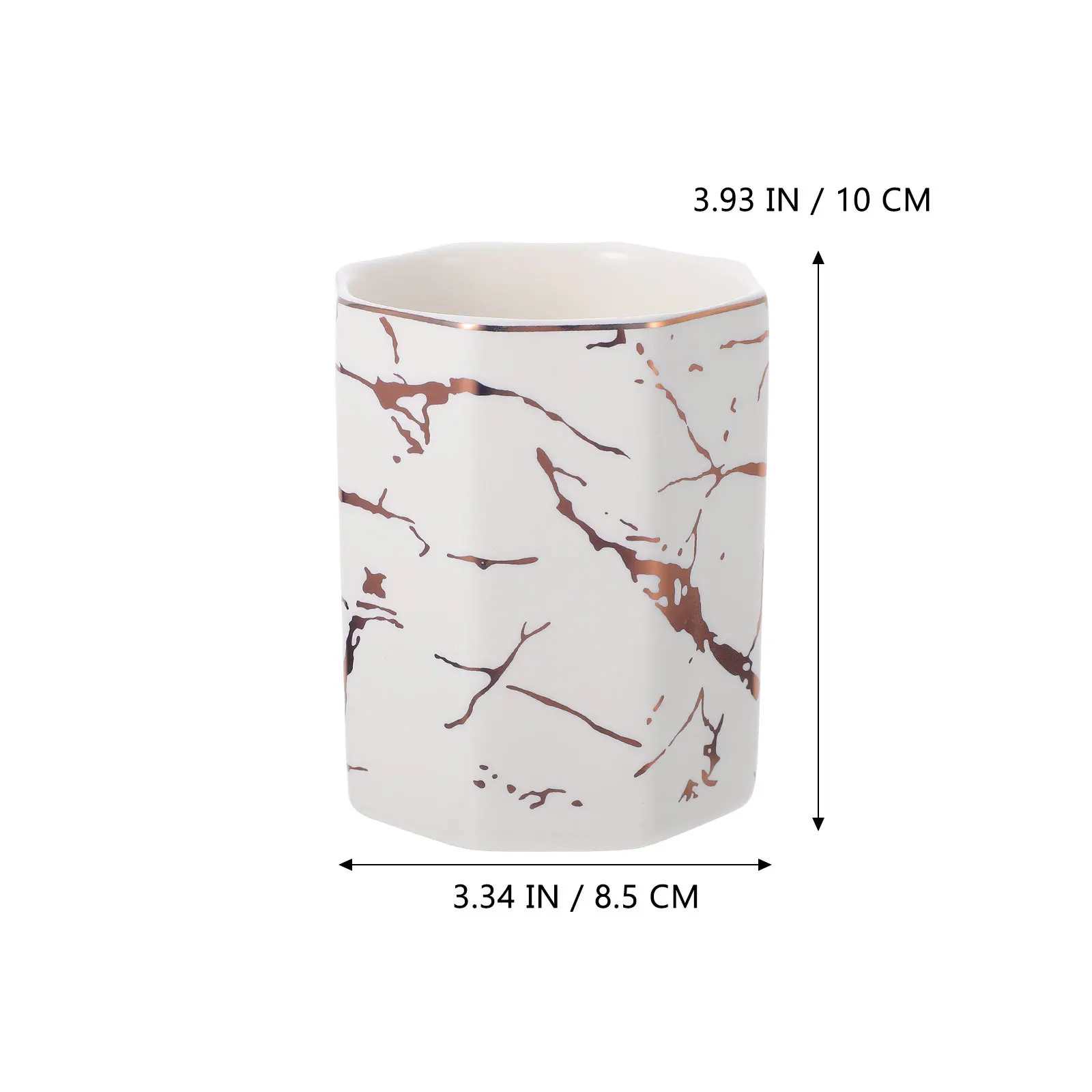 

1Pcs Marble Pattern Pen Holder Ceramic Octagonal Brush Organizer Makeup Storage Desktop Organizer