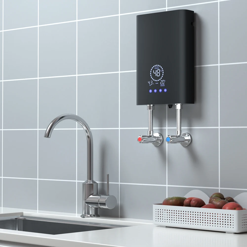 Scaldabagno istantaneo 110V/220V Bagno Cucina Scaldabagno elettrico a parete Scaldabagno senza serbatoio con controllo vocale