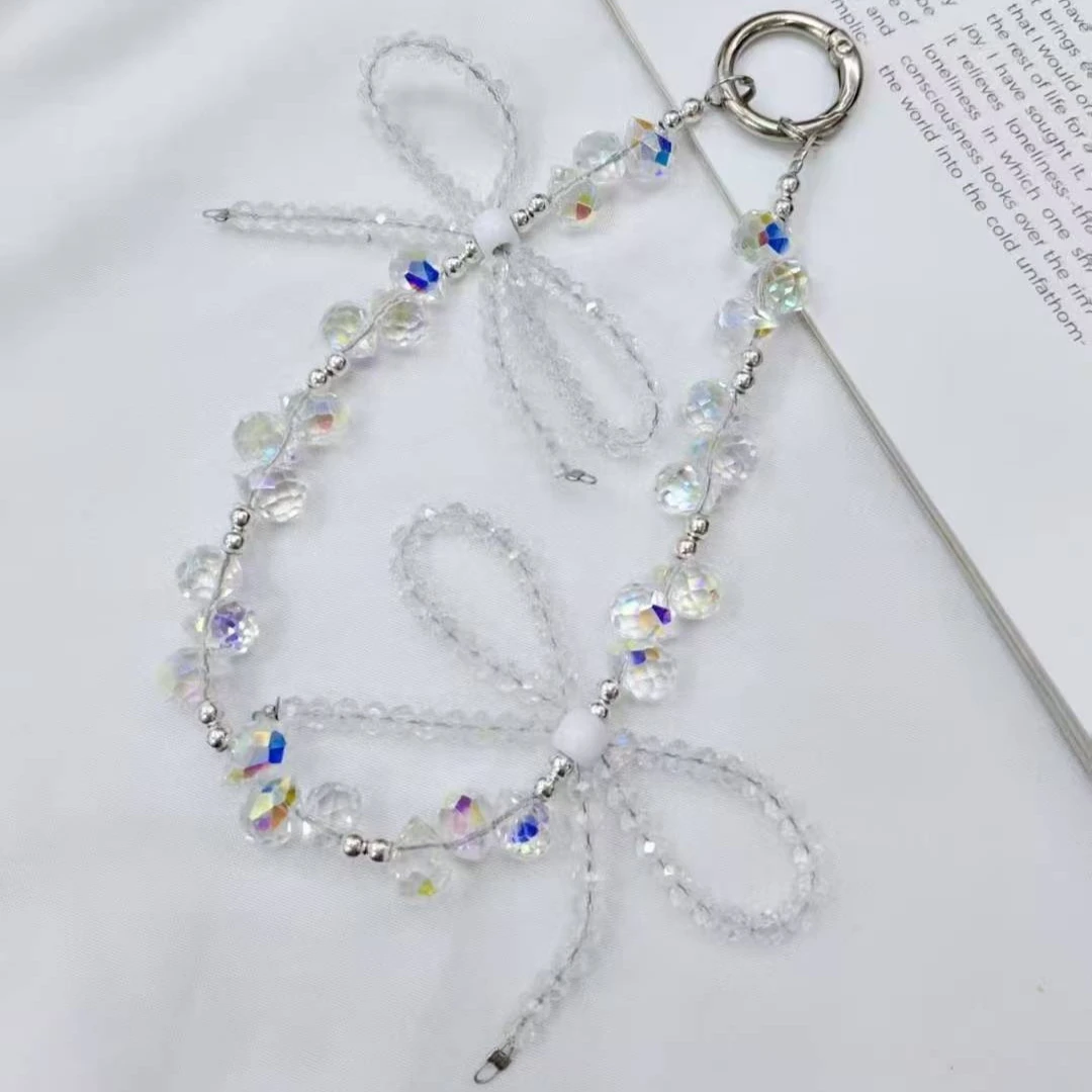 

Роскошный ремешок с бантом и кристаллами, ремни для мобильного телефона, стильный нишевый оригинальный женский высококачественный короткий кулон для мобильного телефона с бисером