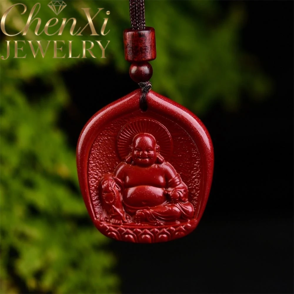 

High-end Cinnabar Lotus Seat Maitreya Buddha Pendant Luxury Quality Fashion Fine Jewelry Exquisite Elegant Popular Amulets Gift