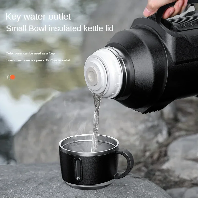 Stainless Steel Insulation Kettle Oversized Capacity Outdoor Warm Water Bottle Portable Travel Hiking Camping Supplies Thermos