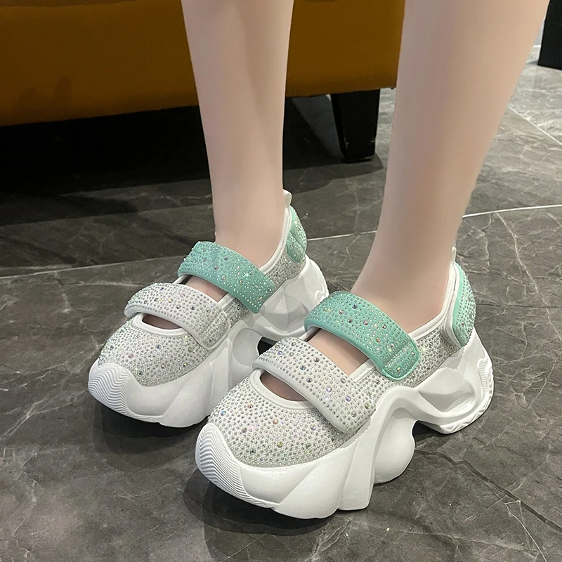 Baotou Muffin Thick Bottom Hollowed Out Full of Drilling Foreign Air with Comfortable Non-slip Breathable Sports Women's Shoes