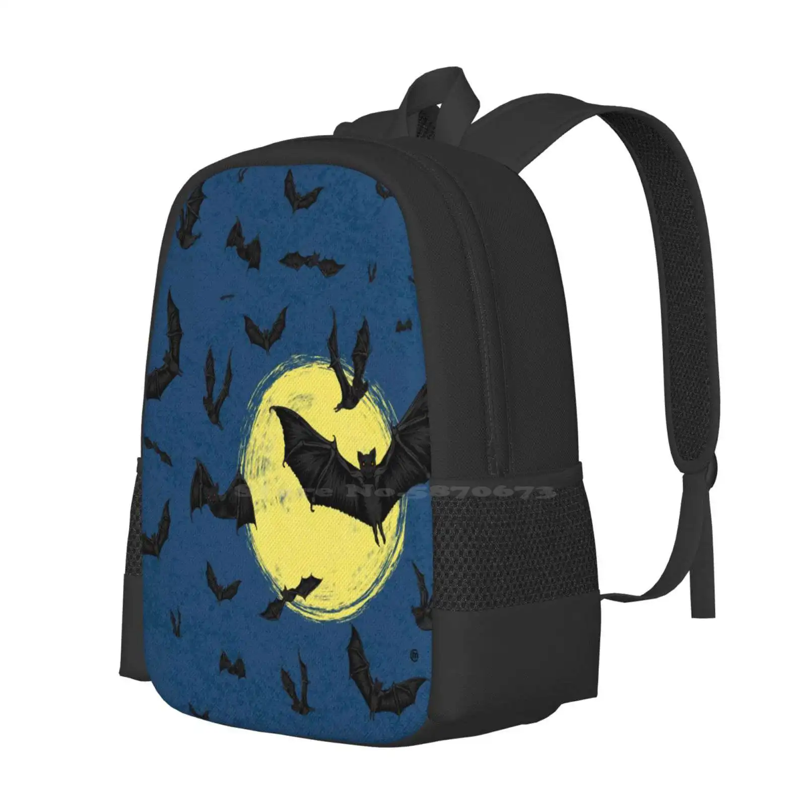 Bat Swarm 3D Print Design Backpack Student Bag Bat Swarm Moon Illustrator Cool Animals Evil Dark Art Halloween Party Halloween