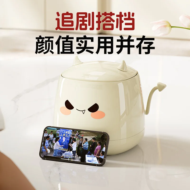 Cute Mini Devil High-Appearance Desktop Trash Can with Lid, Bedroom Office Dormitory Storage Bin view 3