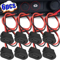 Conector USB tipo C hembra de 2 pines, resistente al agua, con enchufe hembra, puerto de carga rápida, enchufe de cargador USB-C, 6/2 Uds.
