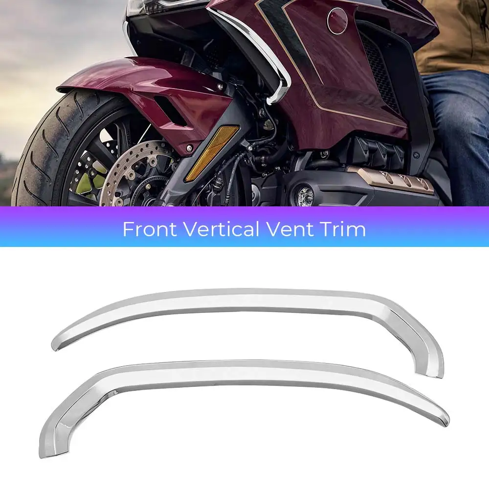 

Для мотоцикла Honda Gold Wing GL1800 Tour DCT Airbag 2018-2025: Декоративные накладки на вертикальные вентиляционные отверстия (хром, ABS), 1 пара