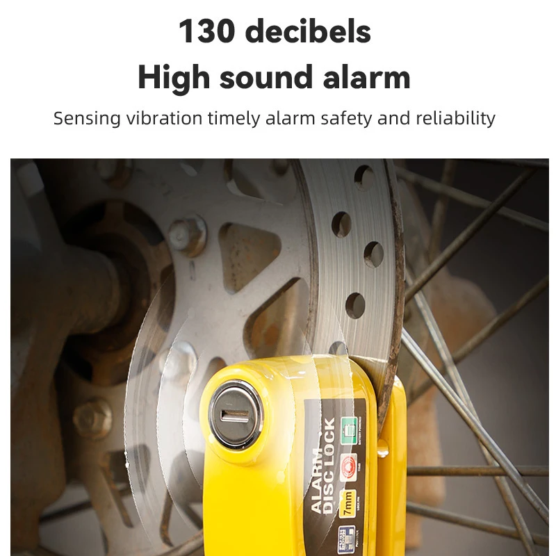 Motorcycle Alarm Lock Bike Disc Lock Warning 130DB Security Alloy Anti Theft Waterproof Brake Rotor Padlock Disc Brake Lock