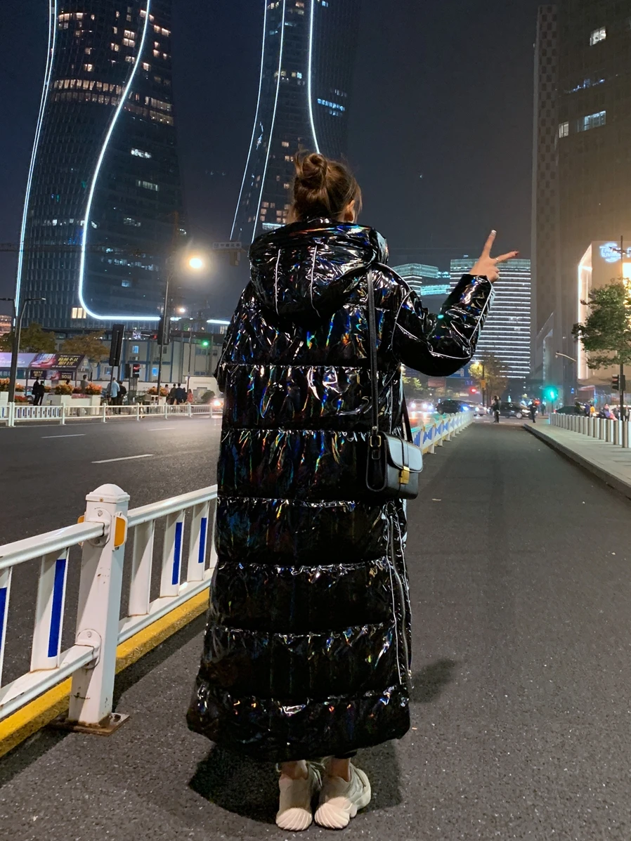 Extreme Clenge Gonz Damen Daunenjacke 2025, neue Thiened Laser Bright Surface Mittellange Overknee-Oberbekleidung