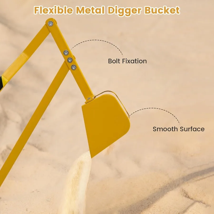 Zandgraafmachine voor peuters, buitenzandbakgraafkraan met wielen en flexibele schep 360 °   Draaibare stoel Strandspeelgoed Exca