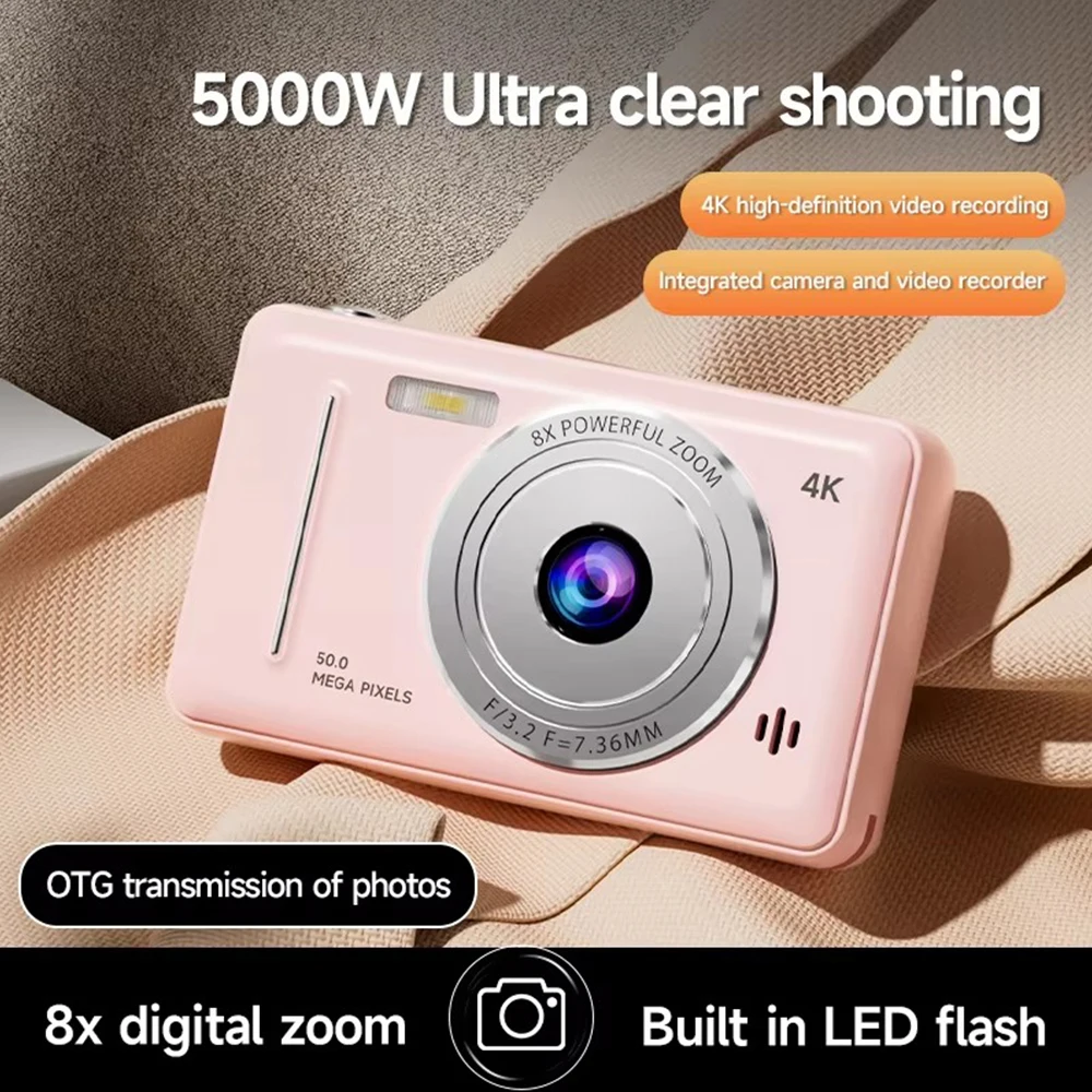 كاميرا رقمية 4K 50 ميجابكسل عالية الوضوح للتصوير الفوتوغرافي والسفر كاميرا سيلفي بطاقة محمولة كاميرا على مستوى الدخول تركيز تلقائي