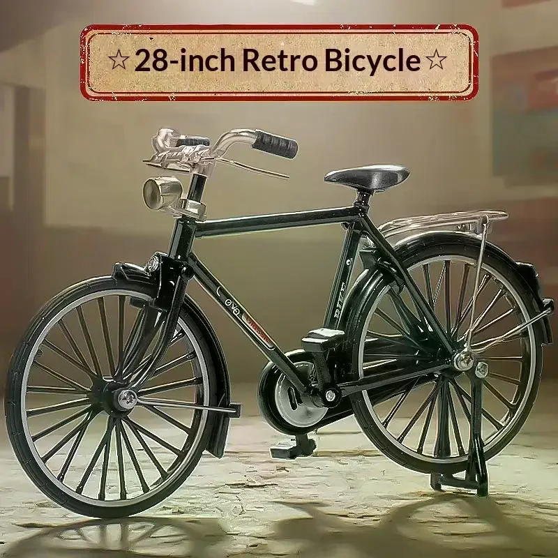 1 Set Simulation Collection Gifts 1:10 Model Mini Retro Alloy Bicycle Diecast Mountain Metal Bike With Inflation Pump Toys