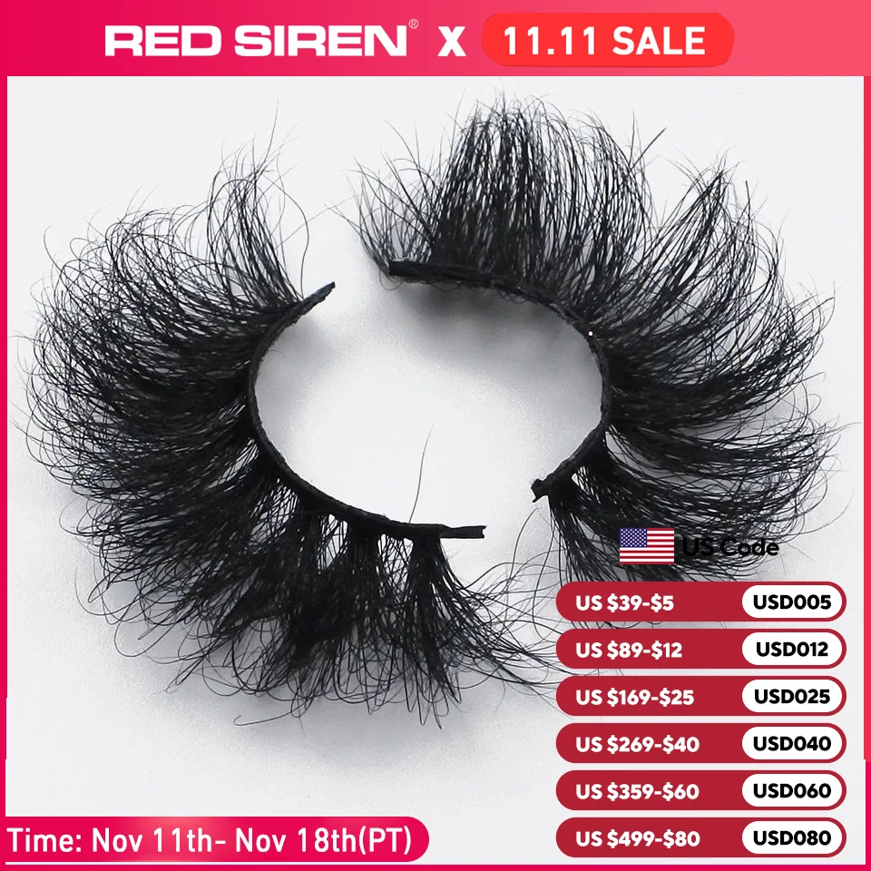 RED SIREN 25mm Mink Lashes Wholesale Dramatic Long Fluffy Mink Eyelashes Makeup