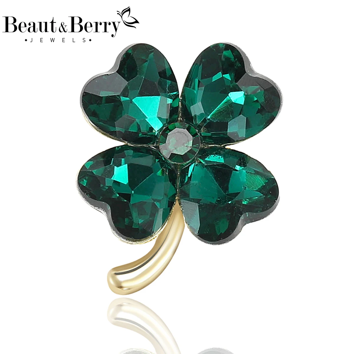 Beaut & Berry Роскошные хрустальные броши с четырьмя листами клевера для женщин, унисекс, булавки с растениями, повседневные аксессуары для вечеринок, подарок, украшение для друга
