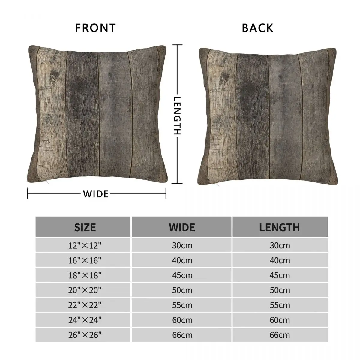 Country Distressed Barn Wood Square Pillowcase Polyester Linen Velvet Printed Zip Decor Throw Pillow Case Car Cushion Case 45x45
