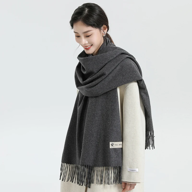 

100 wool solid color scarf, warm and thickened in winter, versatile new scarf, couple shawl, high-end