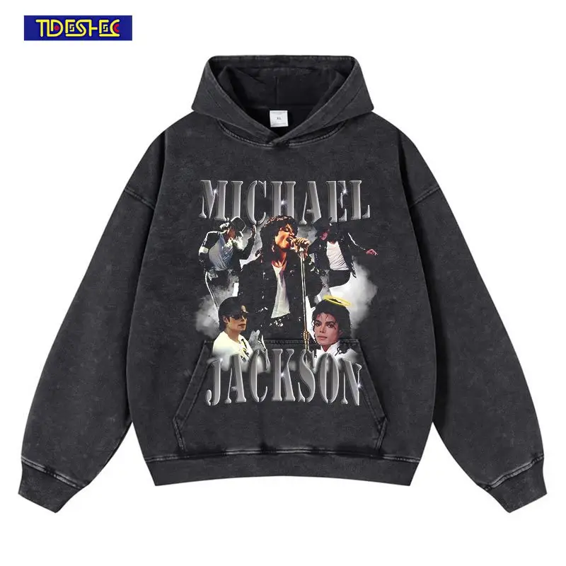 

TIDESHEC 2023 Men Harajuku Washed Hooded Portrait Graphic Print Pullover Punk Goth Vintage Hoodie Streetwear Hip Hop Sweatshirt