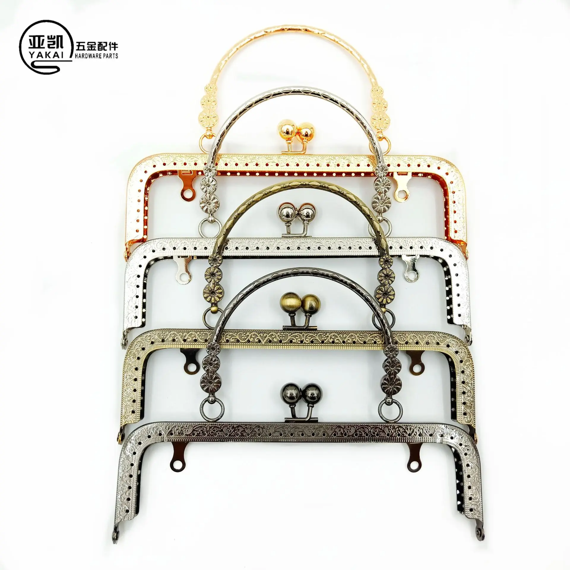 

20CM Square Embossing Wrist Metal Kiss Clasp Frame For Bags Flower Handle Sewing Hardware Handbags Accessories