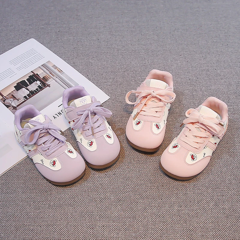2026 New Cartoon Print Sports Shoes Girls Comfortable Leisure Shoes Cute Non Slip Soft Soled Flats Sweet Student Sneakers Shoes