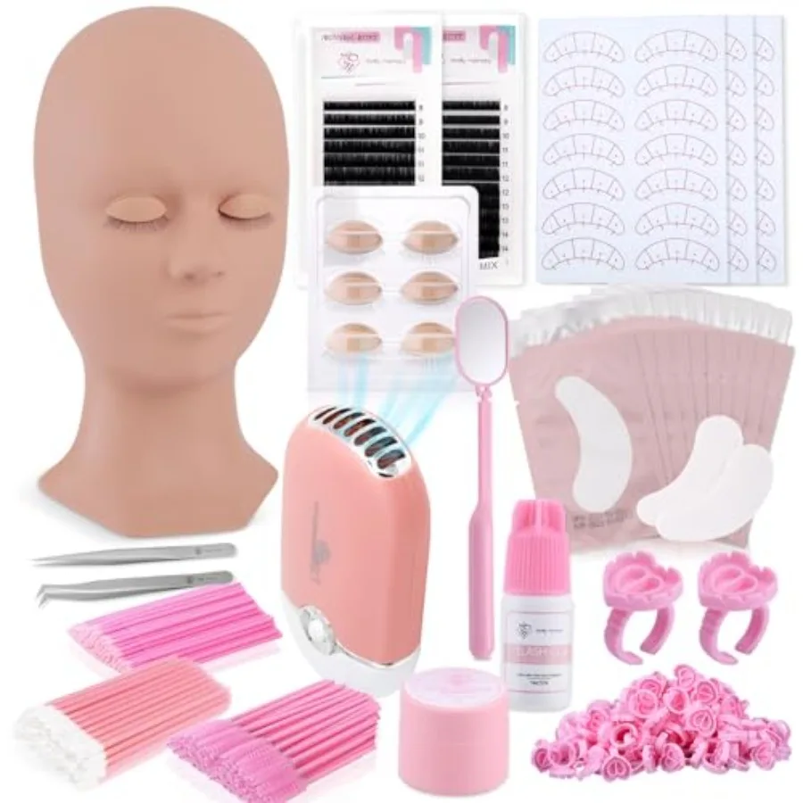 

152 шт. набор для наращивания ресниц с головкой манекена для ресниц для начинающих: включает в себя веерные кисти, крем для удаления клея для наращивания ресниц