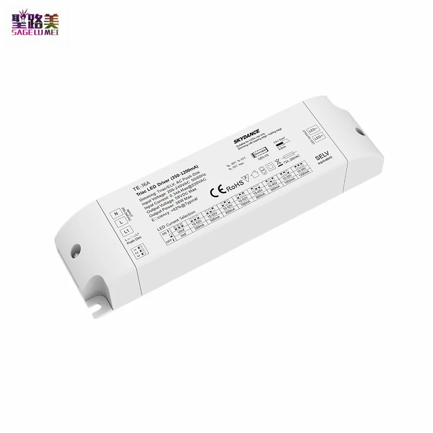 

Triac Constant Current LED Driver AC220V TO 10-52VDC 350-1200mA 36W LED Power Supply Push-Dim For Indoor LED Light Application