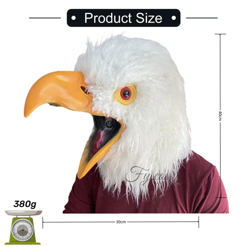2026 Furri Raptor Mask Men Halloween Costume Mascara Latex Full Face Cosplay Rave Animal Head Cover Bird Eagle Adult Woman Disgu view 5