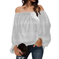 New White Sunday One Shoulder Tiered Women Tops Ladies Anti-wrinkle Design Polynesian Elegant Ladies Tops Shirt