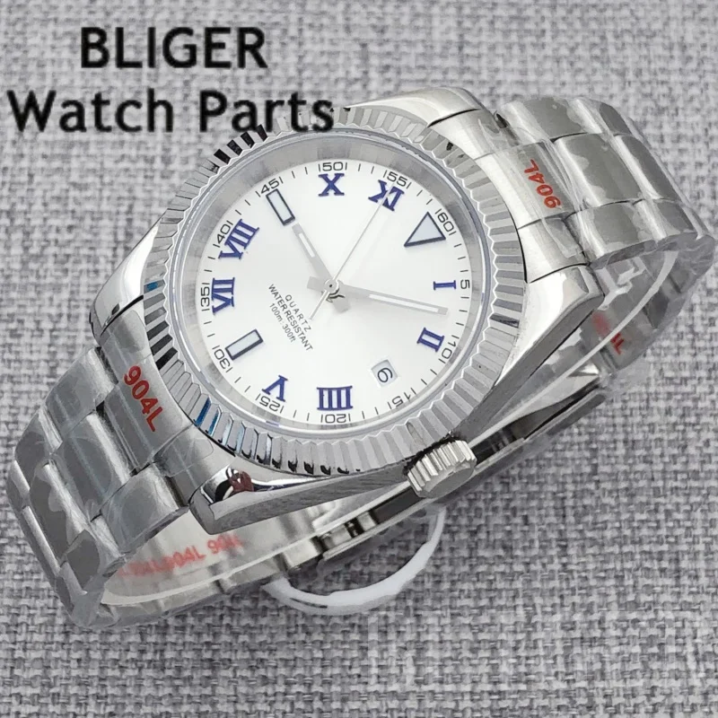 BLIGER 36 مللي متر 39 مللي متر للرجال موضة روندا 515 كوارتز ساعة اليد الصلب الغوص ساعة للرجال الياقوت مضيئة الرومانية الهاتفي Reloj Hombre