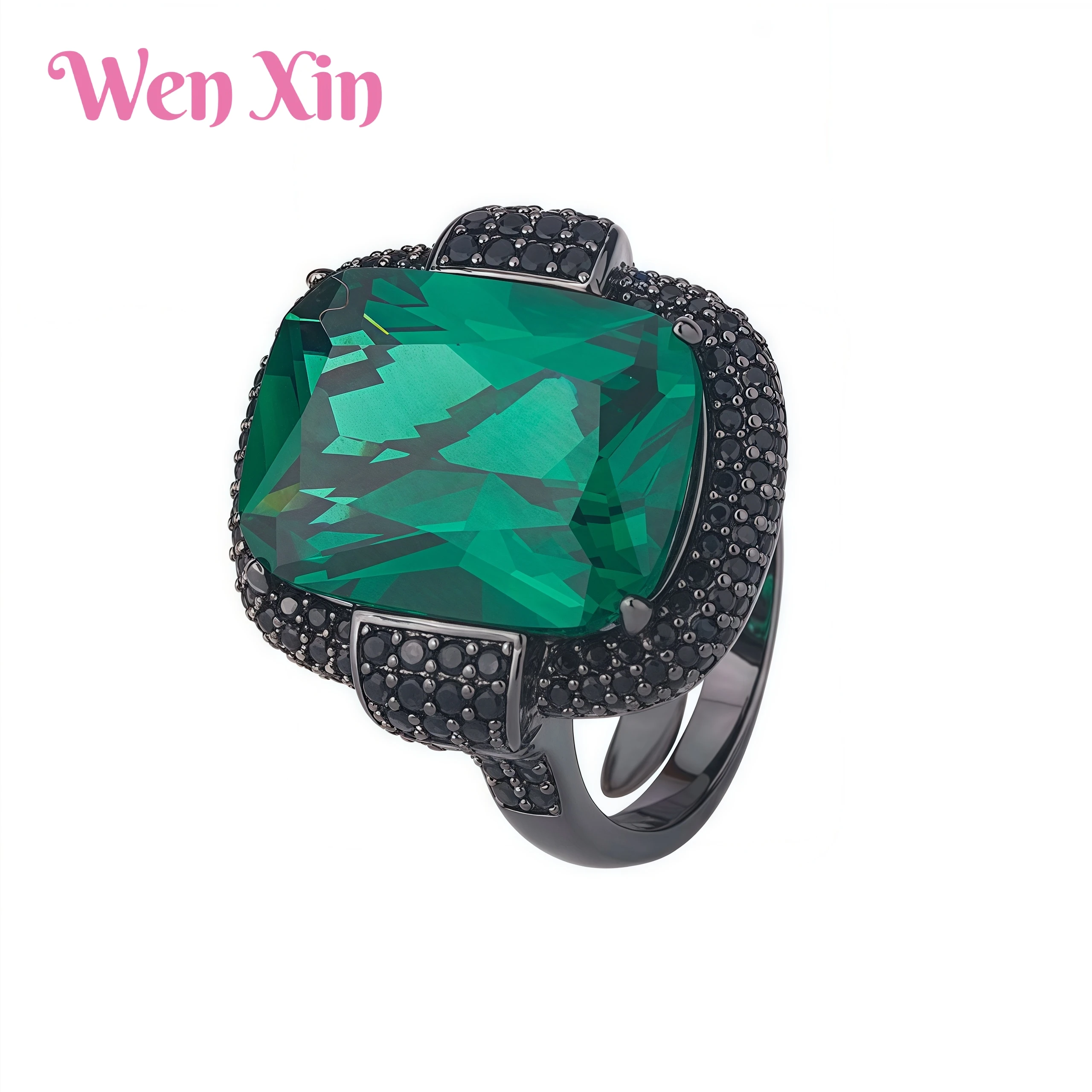 

WENXIN Brand MUSHAN MCT New Products Classic Copper Women square Certificated Rings For Women Fashion Colorful Gemstones Rings