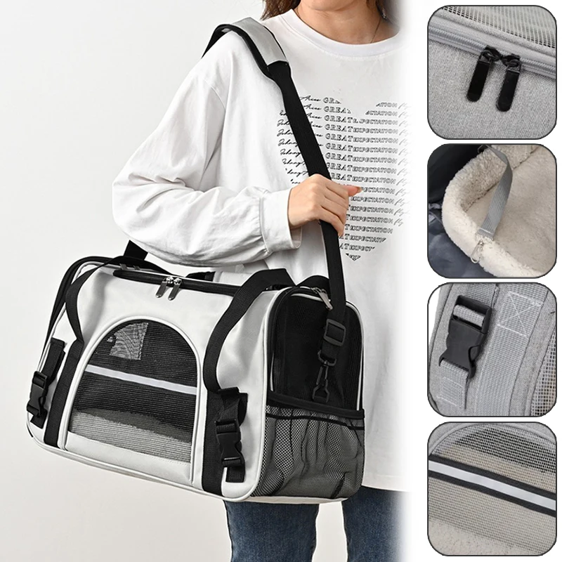 

Portable Pet Carrier Backpack Breathable Foldable Cat Dog Travel Bag with Fur Pad for Outdoor Car Plane Train Park Transport
