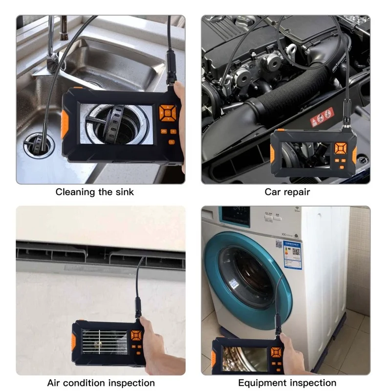 HD 1080P Handhold Endoscope Camera IP68 Waterproof 4.3 Inch Screen Dual 8mm Lens Industria Borescope Pipeline Inspection Camera