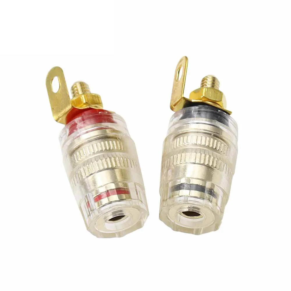 M4 Pure Copper Gold-Plated Transparent Crystal Terminal Block, Amplifier, Speaker Terminal Block, Banana Socket
