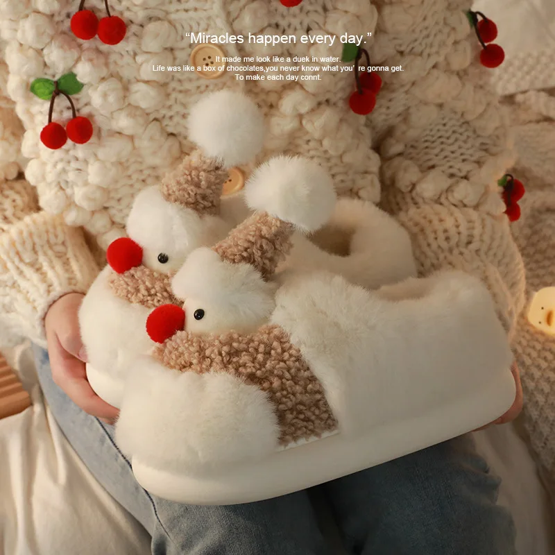 Christmas Snowman Cotton Home Shoes Slipper Women's Plush Cotton Slippers Winter Plush Slippers Thickened Home Thermal Slippers
