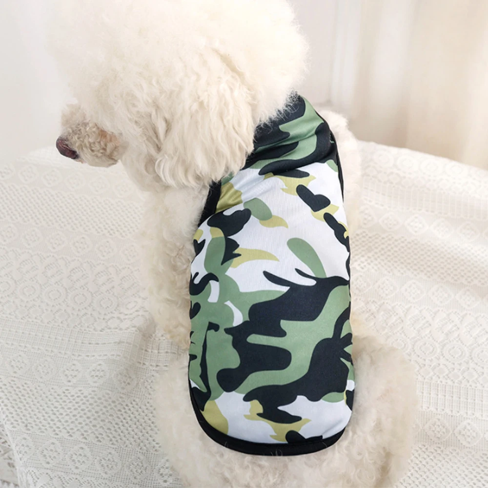 Pet Dog Camouflage Vest Thin Puppy T Shirt For Small Medium Dogs Sun Protection Dogs Vest Summer Pet Sleeveless Clothes Costume