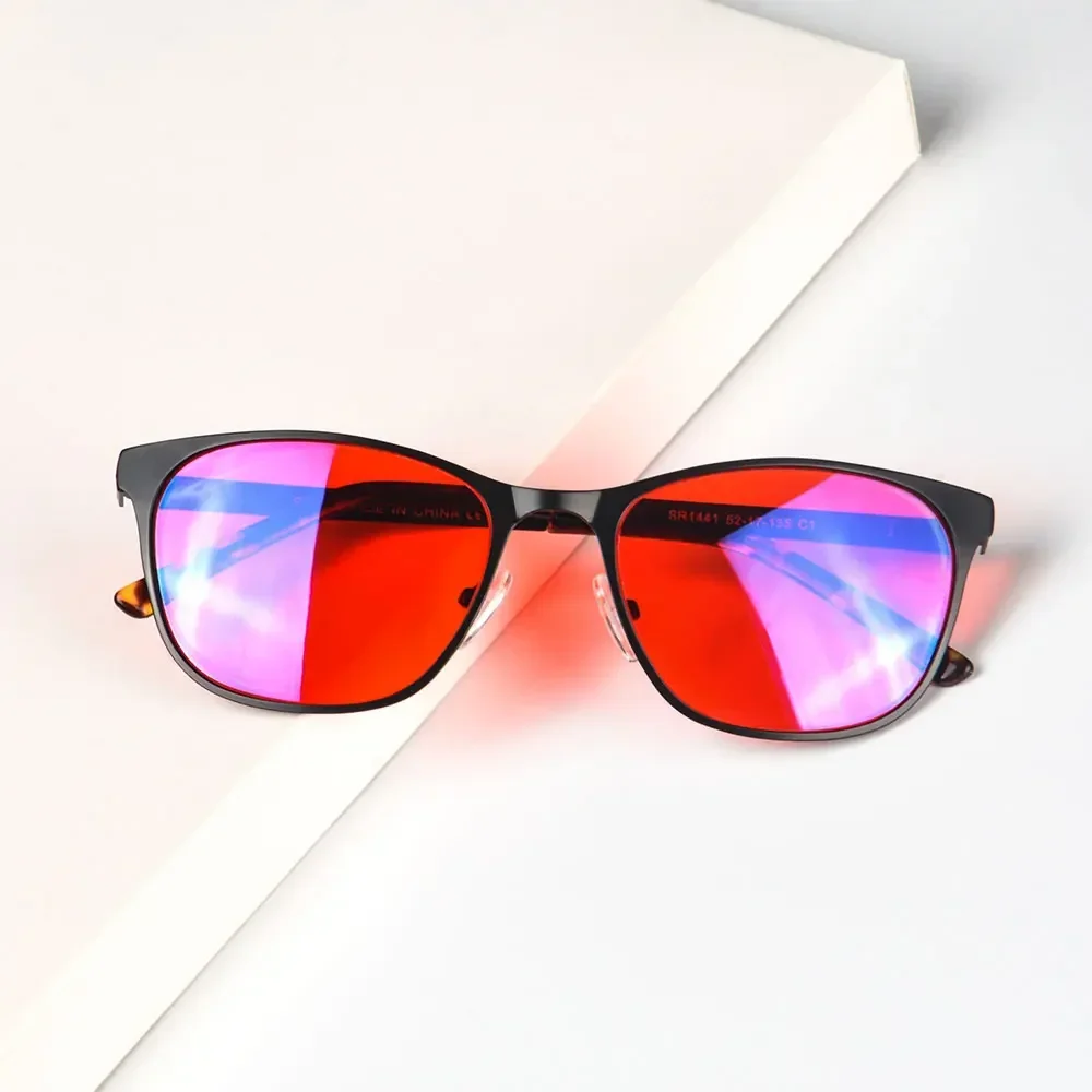 SHINU Blue Light Blocking Glasses Men Red Lenses For Better Sleep at Night Anti Green Light Eliminate Eye Strain Metal Frame