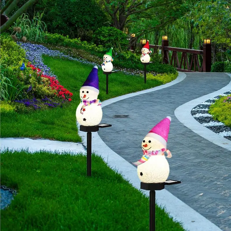 Christmas Solar Pathway Lights Snowman Waterproof Christmas Pathway Lights Stake Solar Christmas Decorations Outdoor Christmas