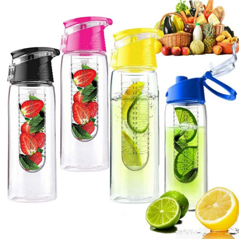 700 ML Portable Fruit Infusing Infuser Water Bottle Sports Lemon Juice Bottle Flip Lid For Kitchen Table Camping Travel Outdoor