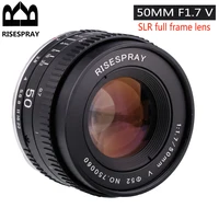 Metal RISESPRAY 50MM F1.7 Generación V gran apertura enfoque Manual Prime lente de cámara de fotograma completo para CANON EOS EF NIKON AI F