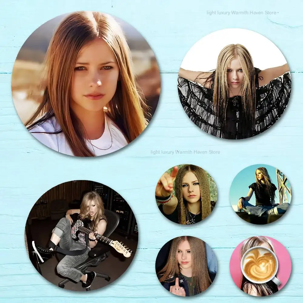 

A-Avril Punk L-Lavigne Round Wooden Coasters For Cute Design Suitable for Drinks Tea,Coffee Home Perfect Gift