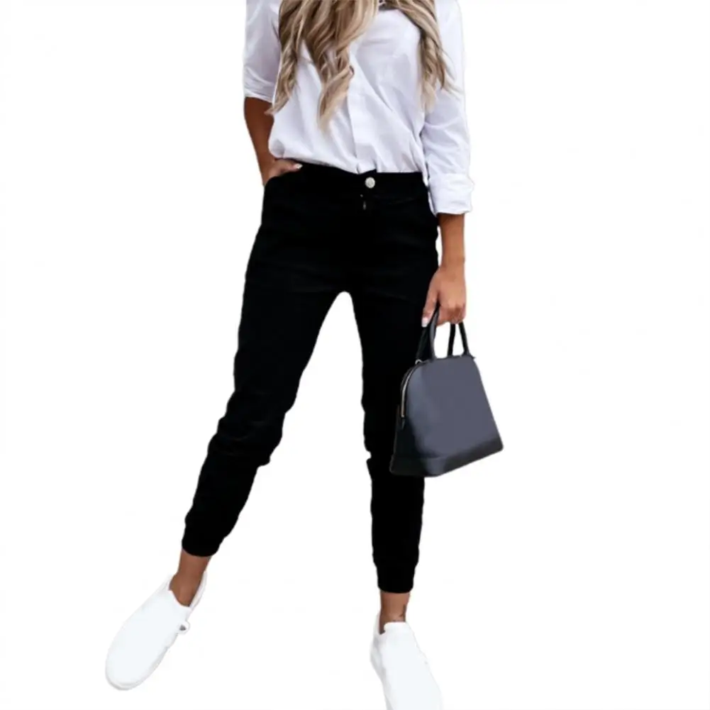 

Women Bodycon Pants Slim Office Lady Trousers Solid Color Ankle Tied Pencil Pants