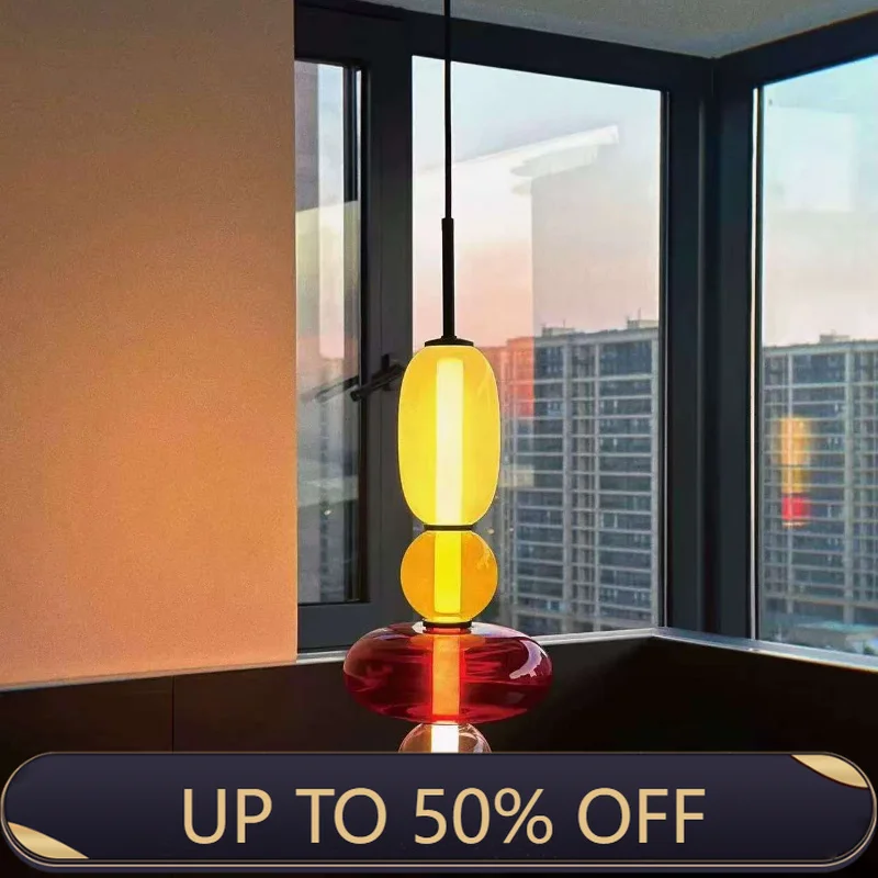 Nordic Colored Candy Pendant Lights Coffee Shops Restaurants Art Glass Pendant Lights Decorative Bar Lighting Fixtures
