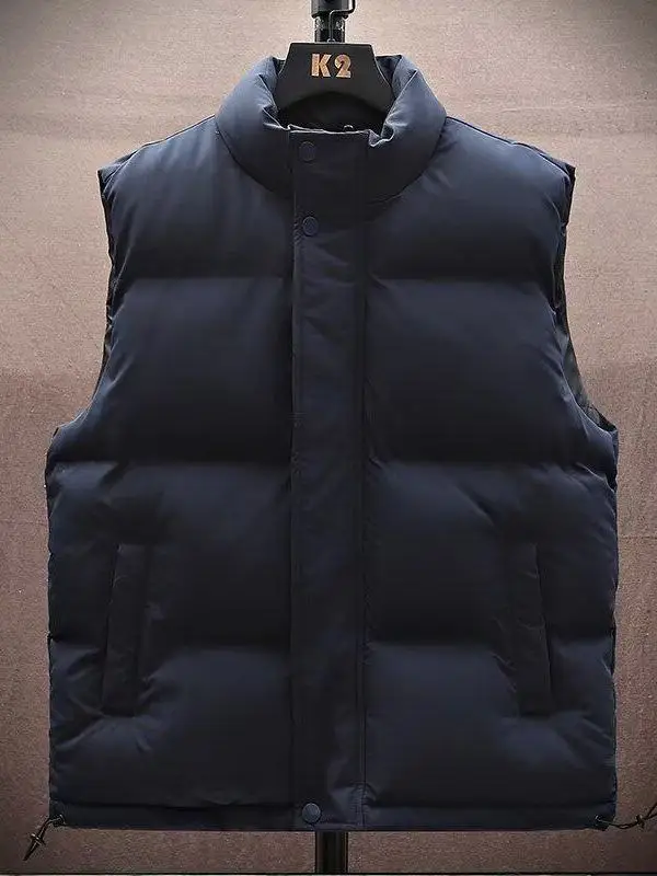 

Мужской теплый повседневный пуховый жилет на весну-осень, молодежный, модный, с воротником-стойкой, на молнии, свободного кроя