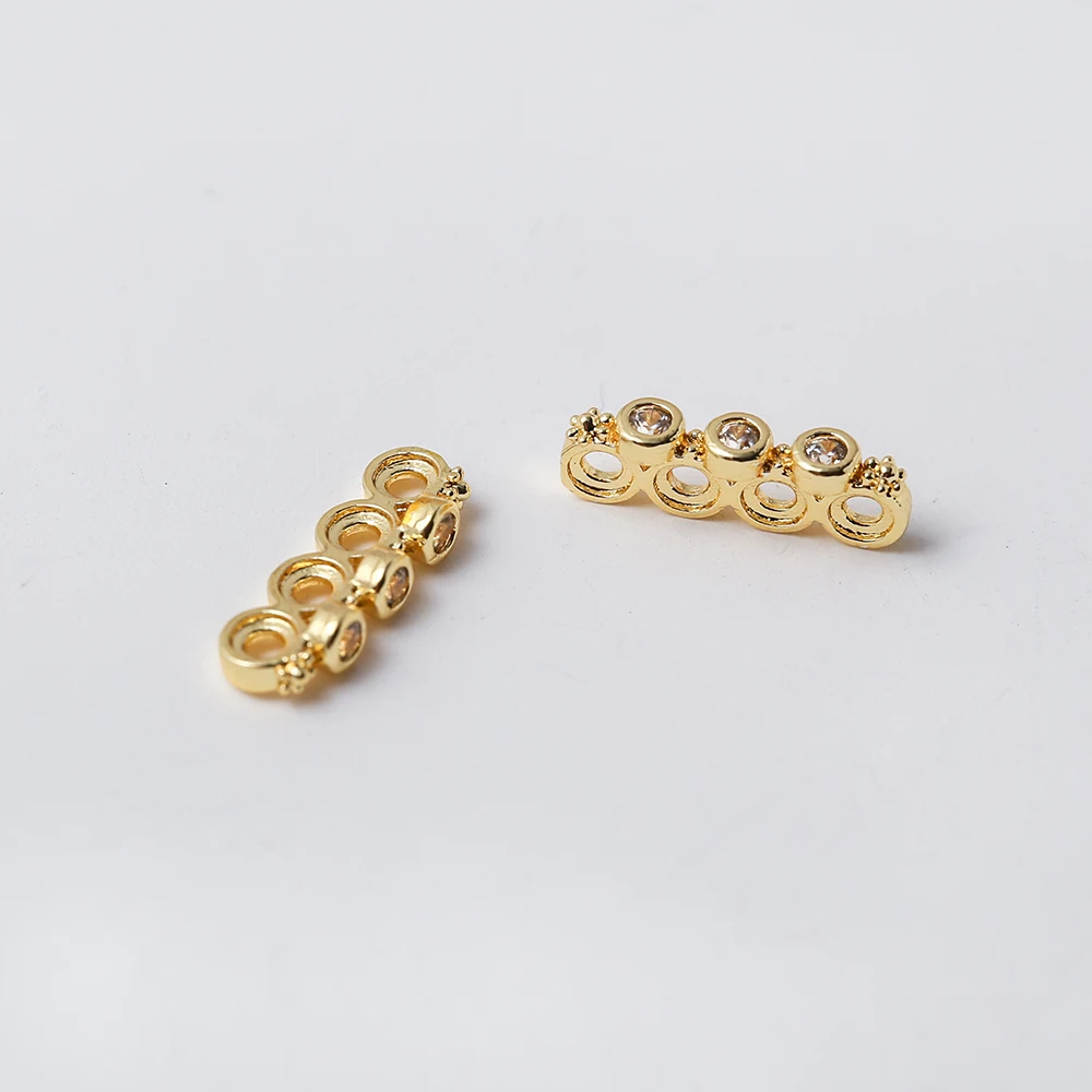 Multi Strands Separators Bar CZ Brass 3/4holes Spacer Bar Beads Connector For Diy Necklace Bracelet Jewelry Making Accessories