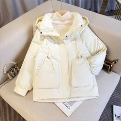 2024 Winter New Women's Padded Jackets Stylish Commuter Hooded Stand Collar Solid Color Casual Thickening Warm Cotton Jacket