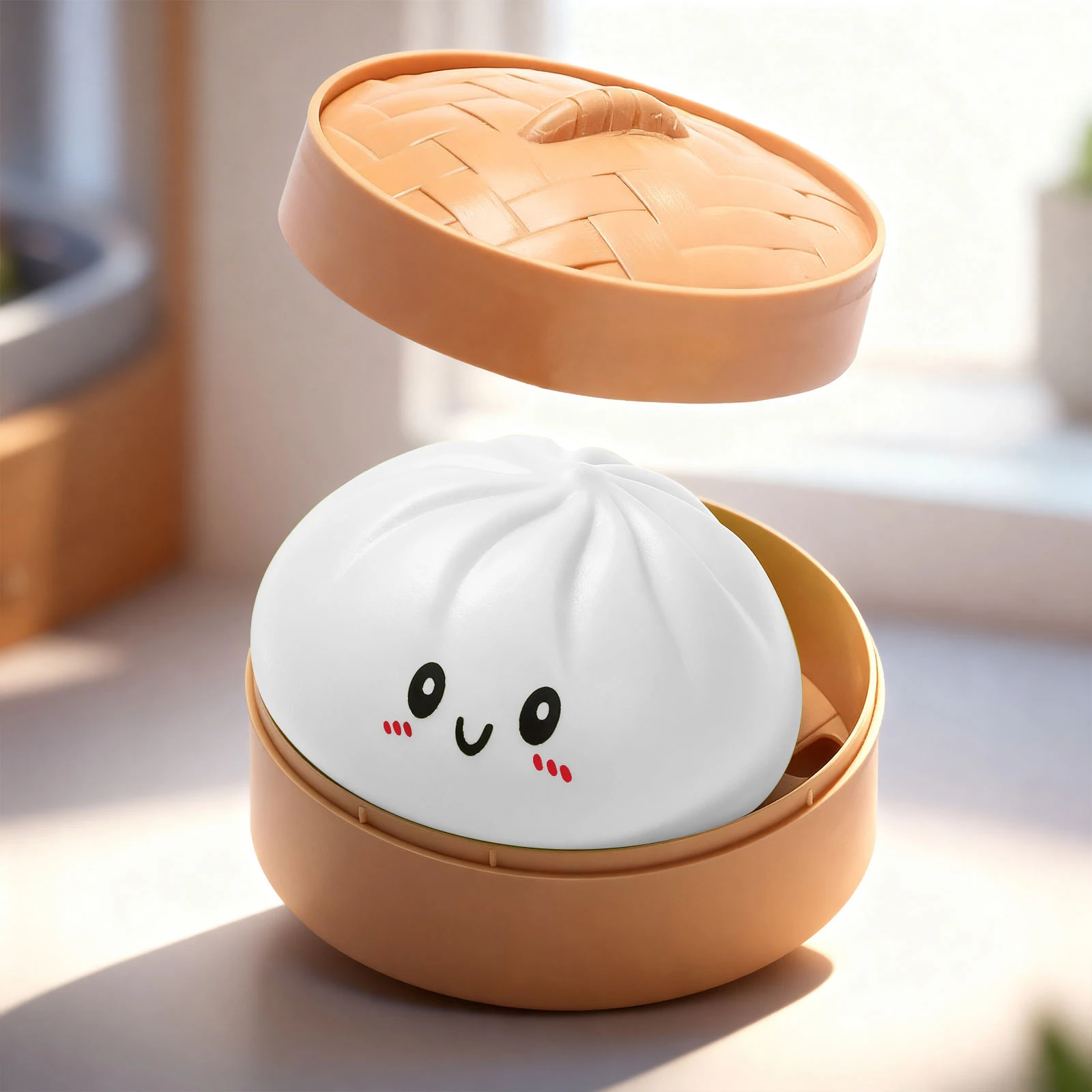 Steamed Bun Slow Rebound Soft Pinch with Bamboo Look Steamer Realistic Giant Squeeze Toy Funny Creative Gift