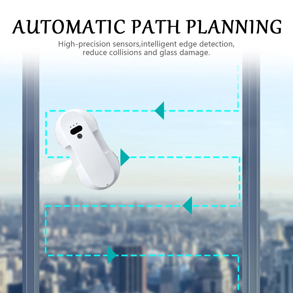 روبوت تنظيف النوافذ، جهاز تنظيف الزجاج الذكي الأوتوماتيكي بالكامل، منظف نوافذ رذاذ دوار مزدوج الارتفاع #5