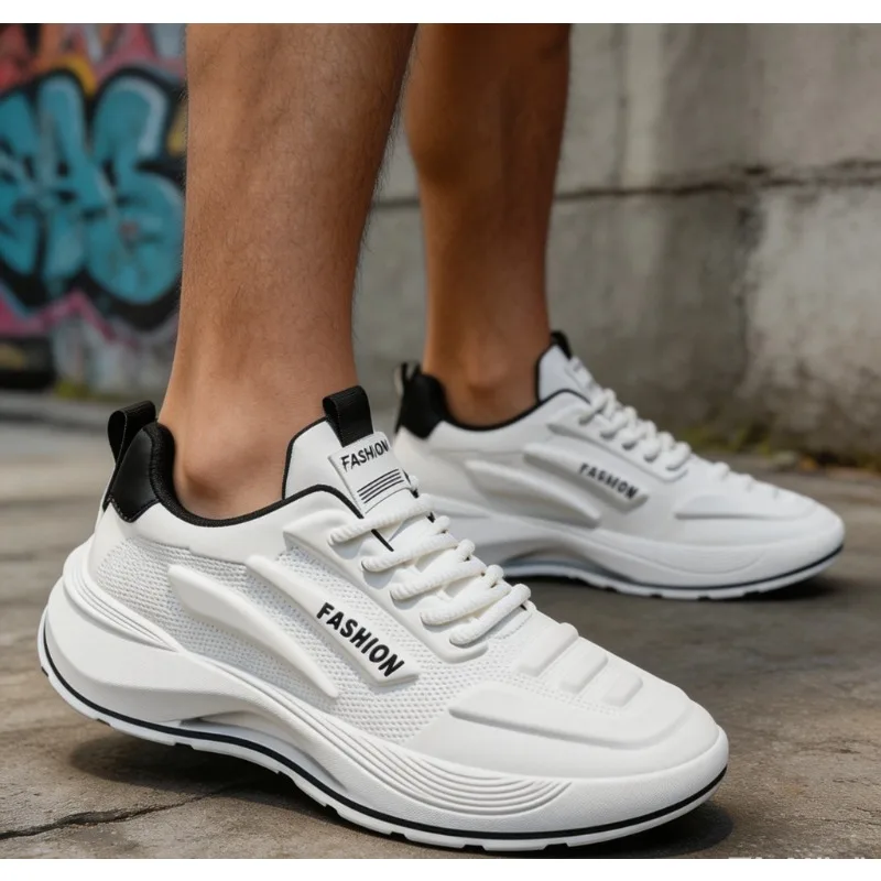 Men New Summer Breathable Running Shoes Student Casual Versatile Height Increasing Thick Sole Trendy Sports Sneakers