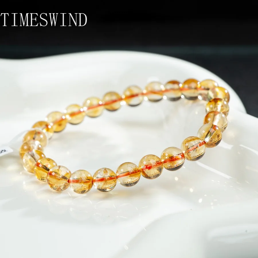 

TIMESWIND Original Natural 5A-type Yellow Crystal 7mm Round Bead Wealth Women Fashion Jewelry Bracelet with Certificate