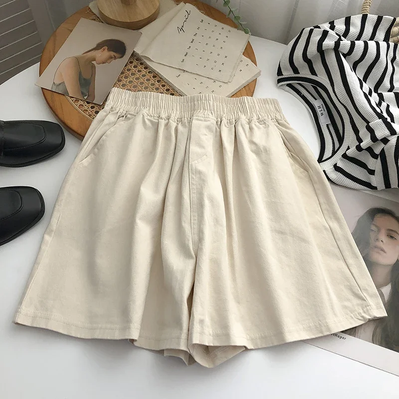 High Waist Wide Leg Pants Women's Summer Korean Sle Loose Fit Cotton Elastic Waist Sports Casual orts Home Wear