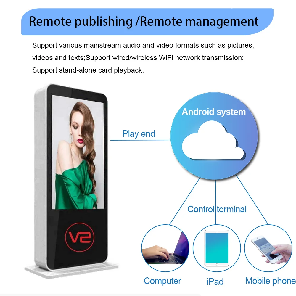 VETO 43-75 Inch Androids Outdoor Floor Standing Digital Signage Waterproof Advertising LCD Display